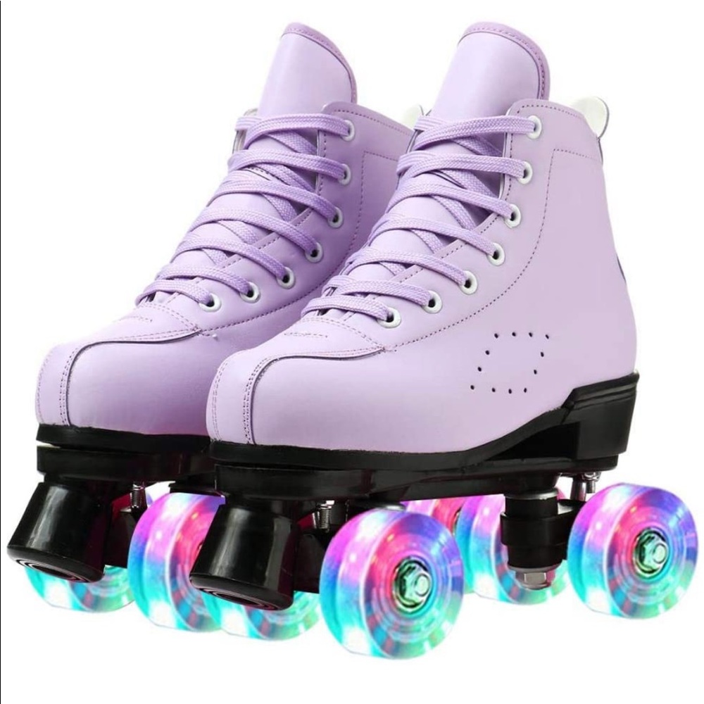 Women Roller Skates PU Leather High-top Roller Skates Four-Wheel Roller Skates